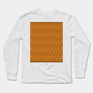 Vintage Art Nouveau Lace Damask Motif Pattern Orange Long Sleeve T-Shirt